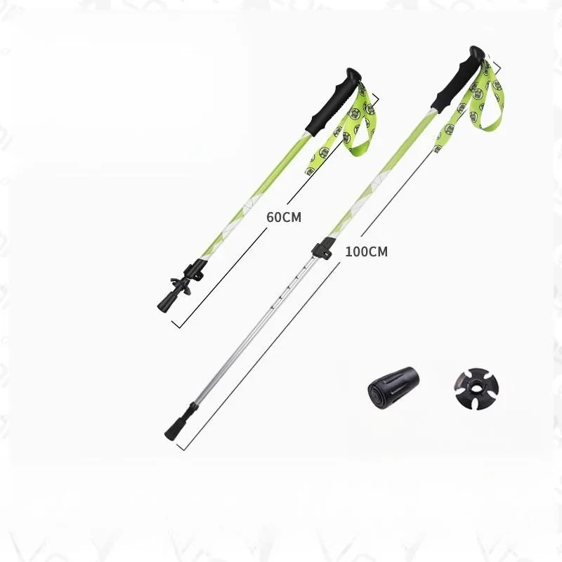 Outdoor Retractable Anti Slip Children's Hiking Poles - Green