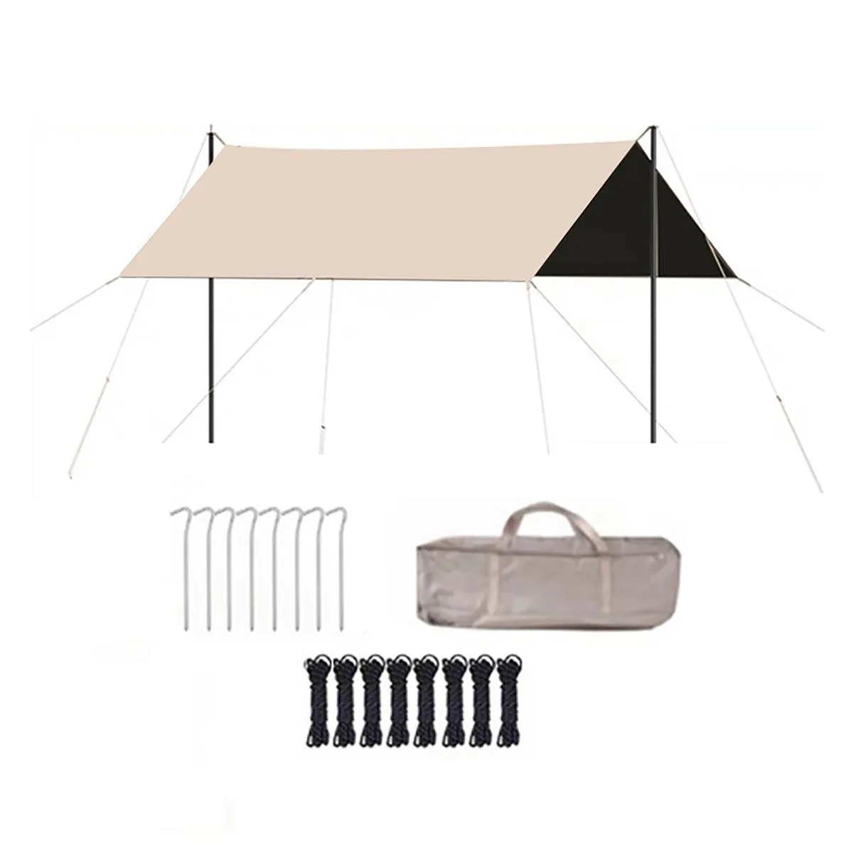 Camping Tent Tarp With Poles Canopy Shade Tent For Outdoor Picnic Hammock
