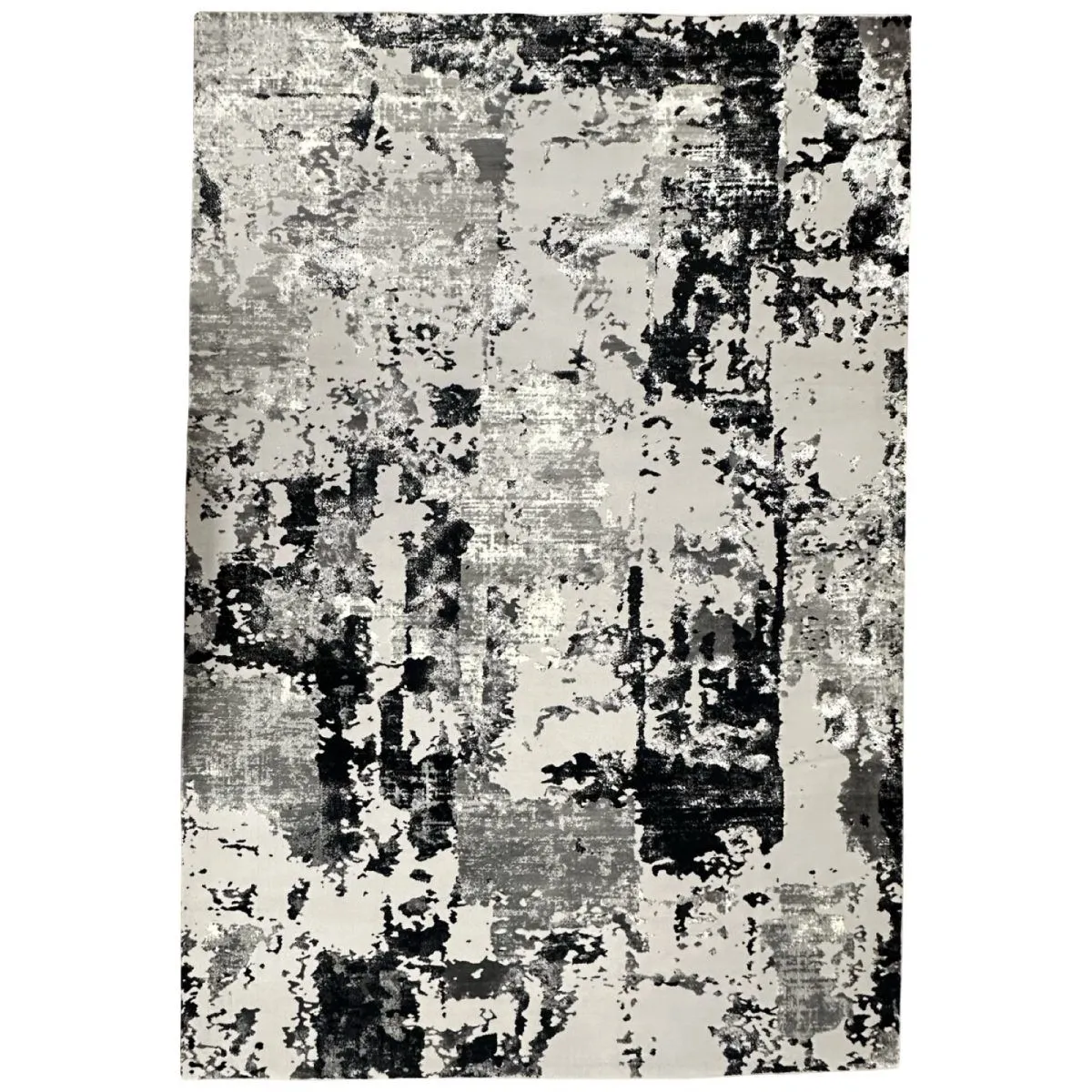 Abstract Textured Pattern Turkish Machine-Made High Quality Grey/Black Rug
