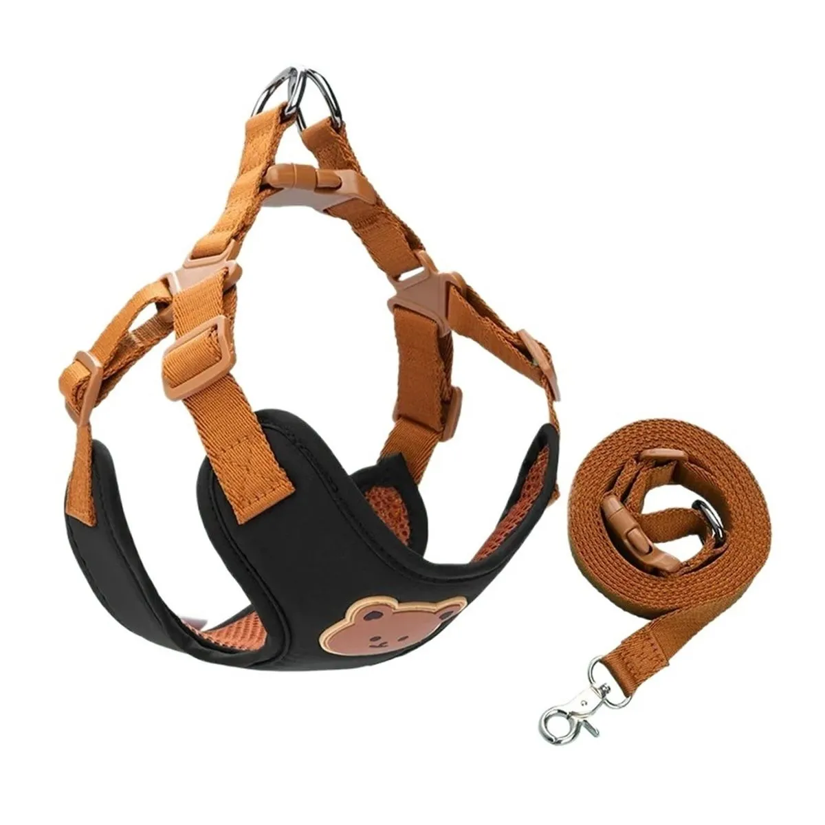 No Pull Front Control Dog Harness with Leash - Black