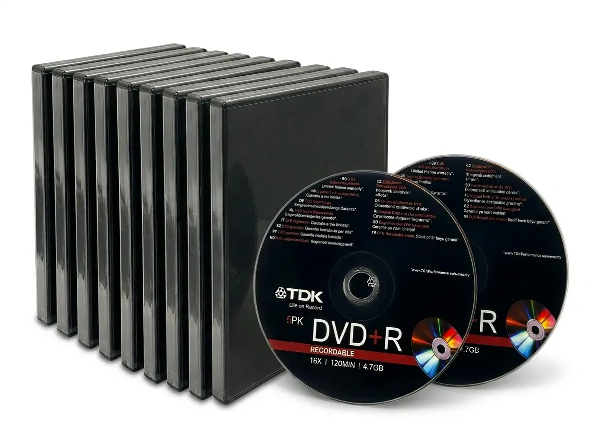 TDK DVD+R Recordable Discs 4.7GB 16X 120min with FREE DVD Cases - 10 Pack
