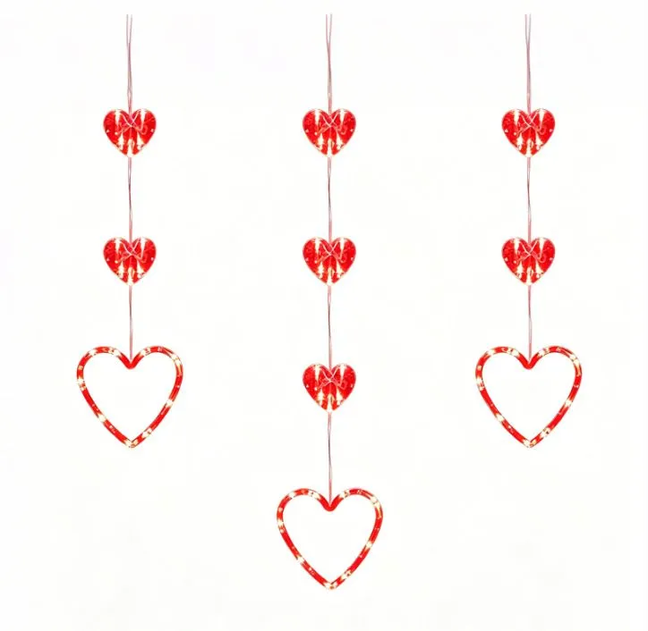 LED Red Heart Window Lights USB Battery Powered