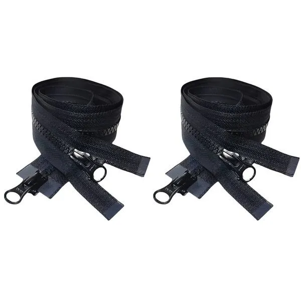 Bestby 2 Pack 65CM Two Way Separating Resin Jacket Zippers Black