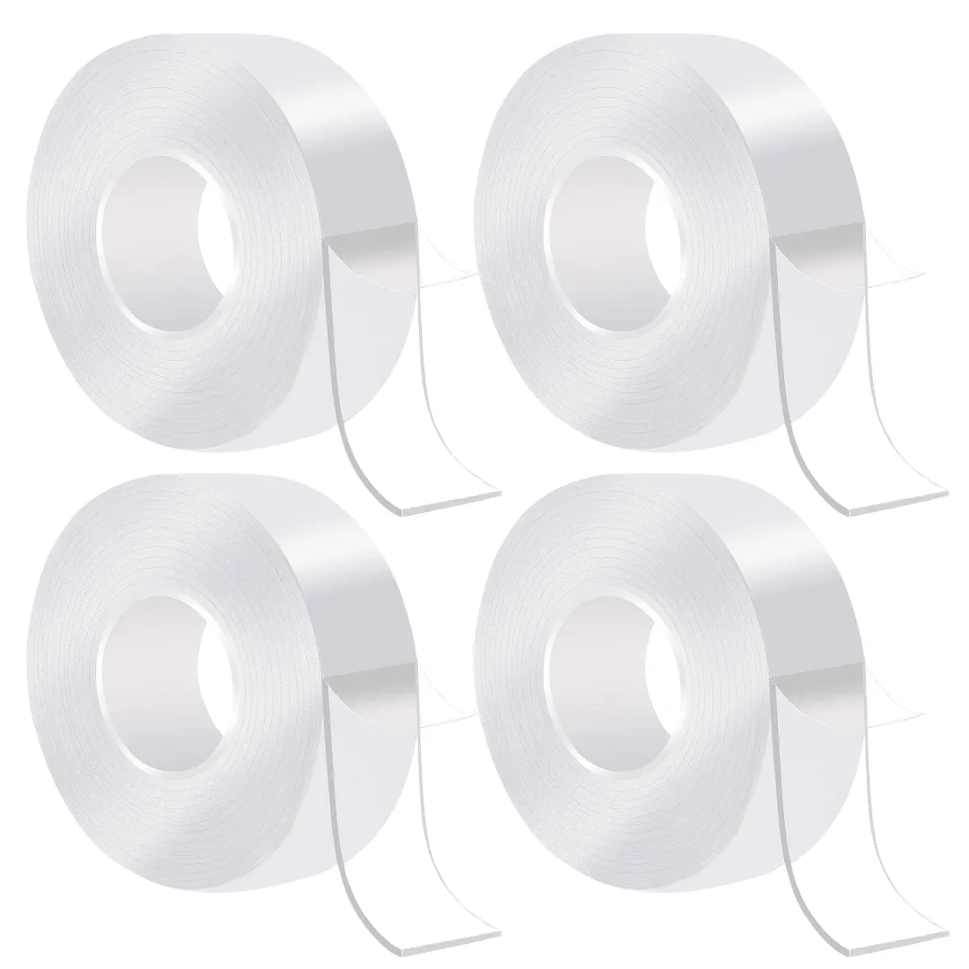4 Rolls 3m x 30mm Transparent Nano Gel Double-Sided Tape for Home Use