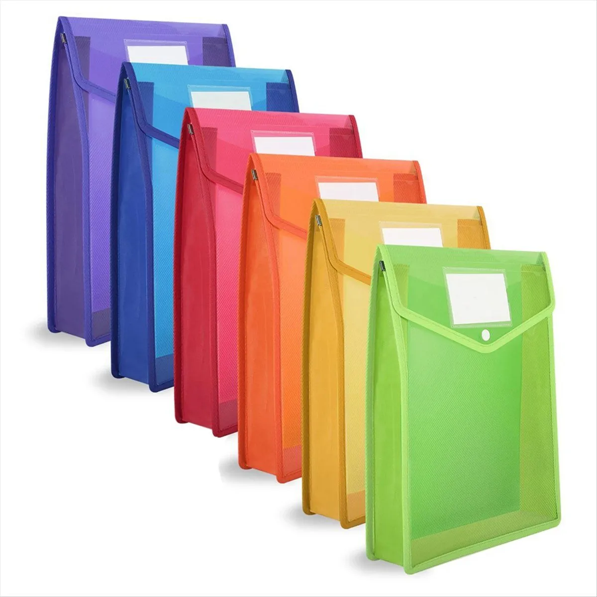6 Pcs A4 Plastic Wallets Folders Popper Wallet Document Pockets