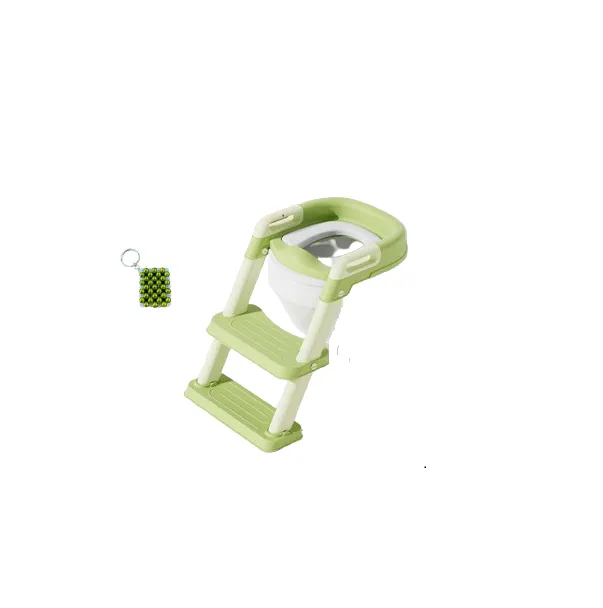 Foldable Children's Potty Training Toilet Seat Ladder Step & Keychain - Green