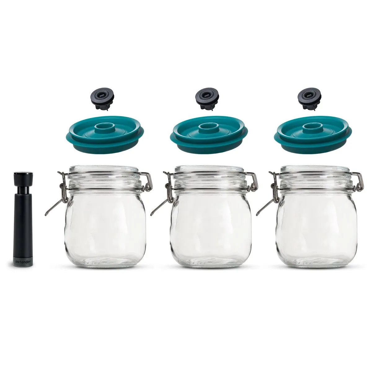 Airtender 0.5L Jar Vacuum Set - 3 Kilner Clip Top Jars