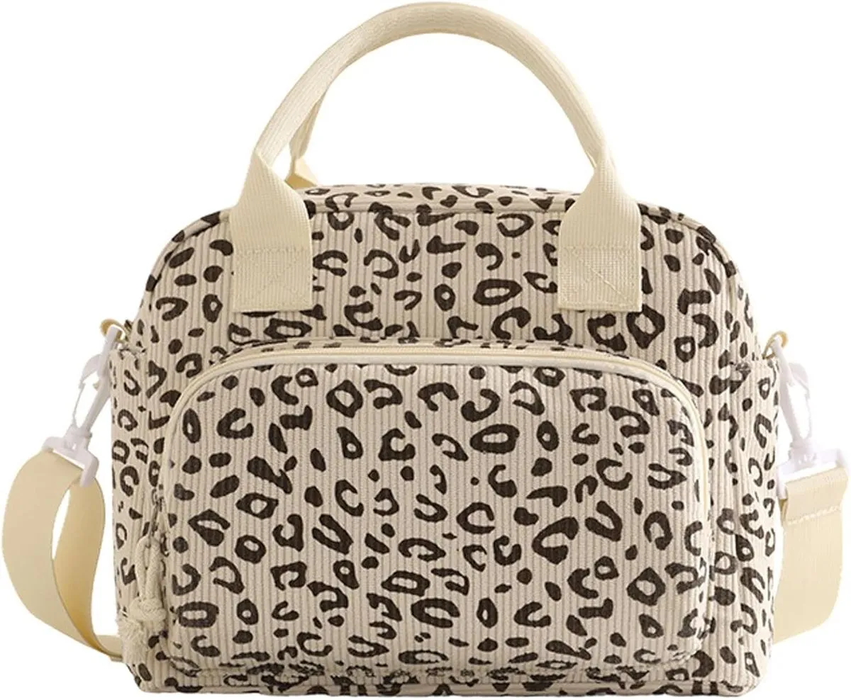 12L Insulated Corduroy Lunch Bag With Shoulder Strap