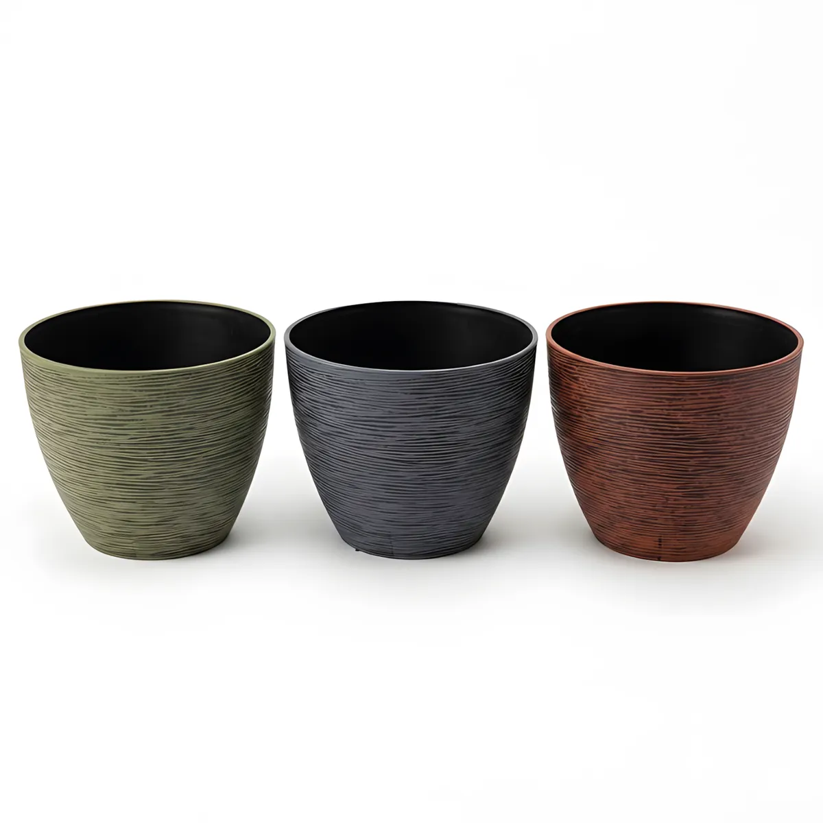 3-piece Textured Plant Pots Set - Mixed Colours 38X23Cm Planters