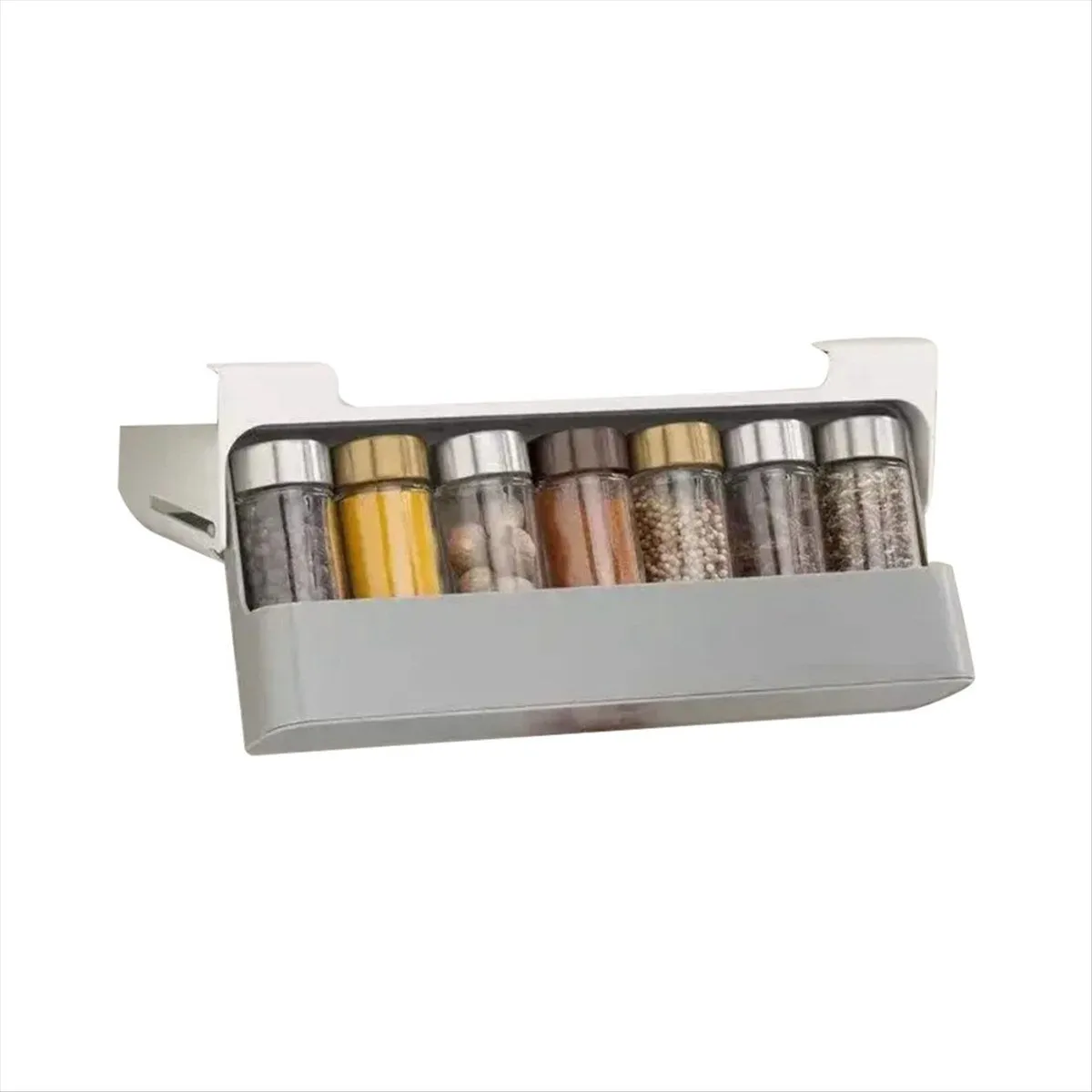 Wall Mounted Spice Rack Non Perforated Adjustable Seasoning Boxes Barbecue