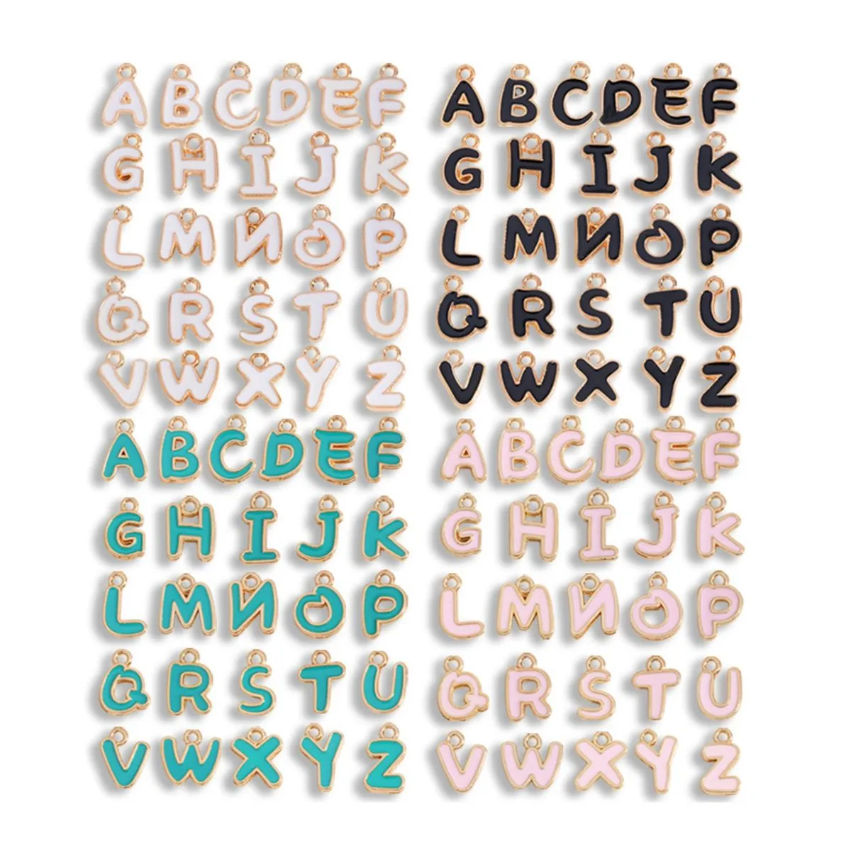 104PCS Enamel Letter Charms Alphabet Pendants for DIY Bracelets Necklaces
