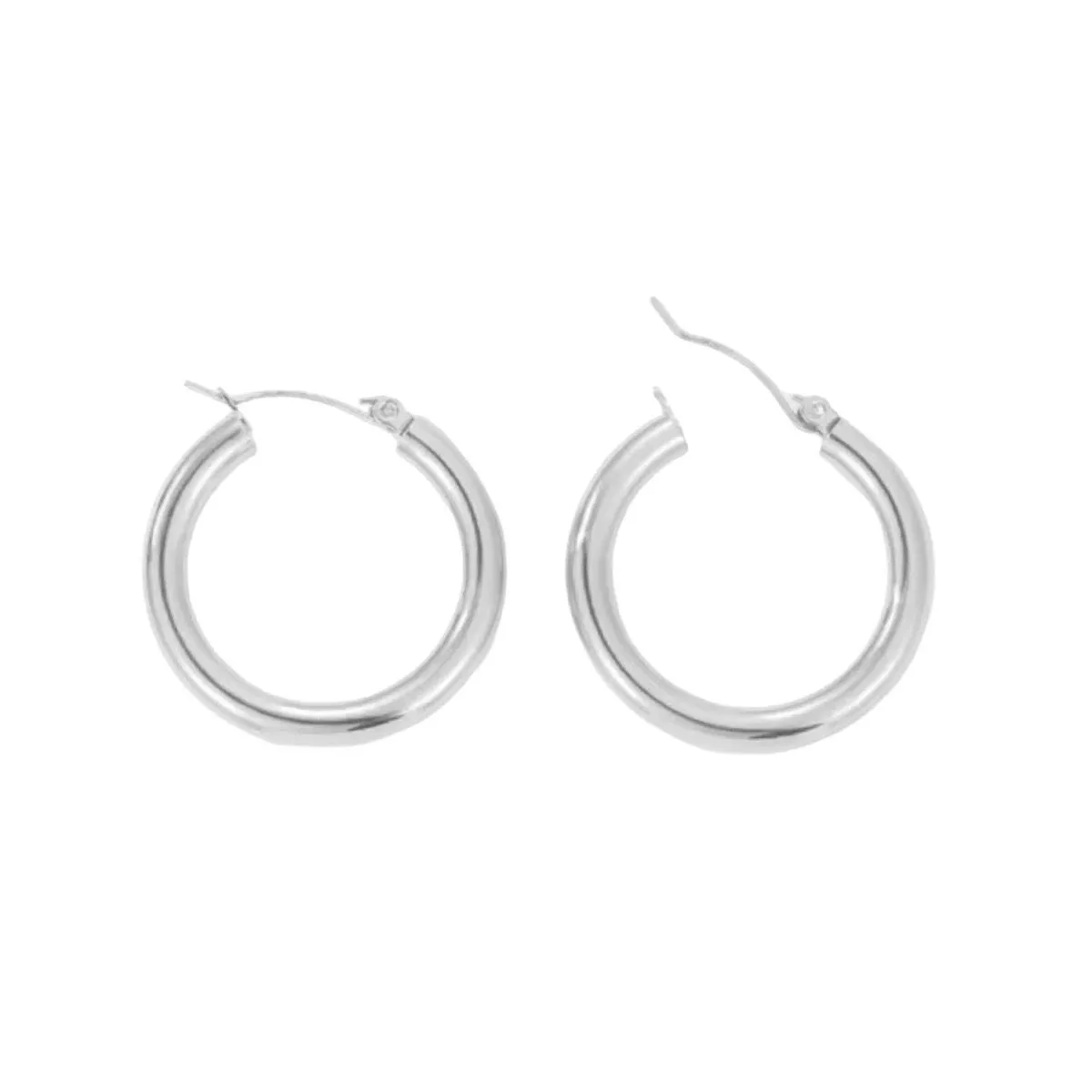 30mm x 4mm Silver Hoop Earrings