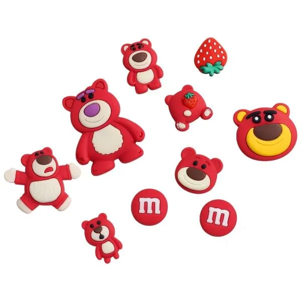 Strawberry Bear Charms For Shoes - Red - Pack of 10