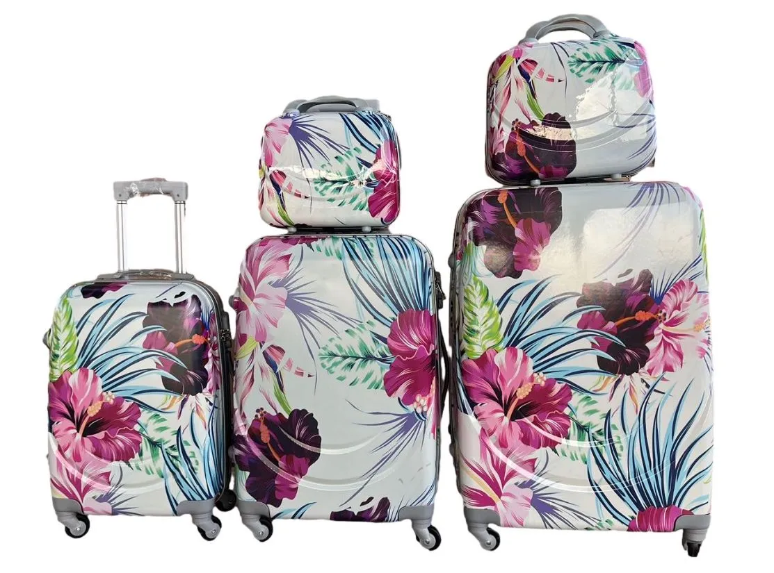Le Emporer PC Material High-Quality Luggage - 5-Piece Set - Flowers