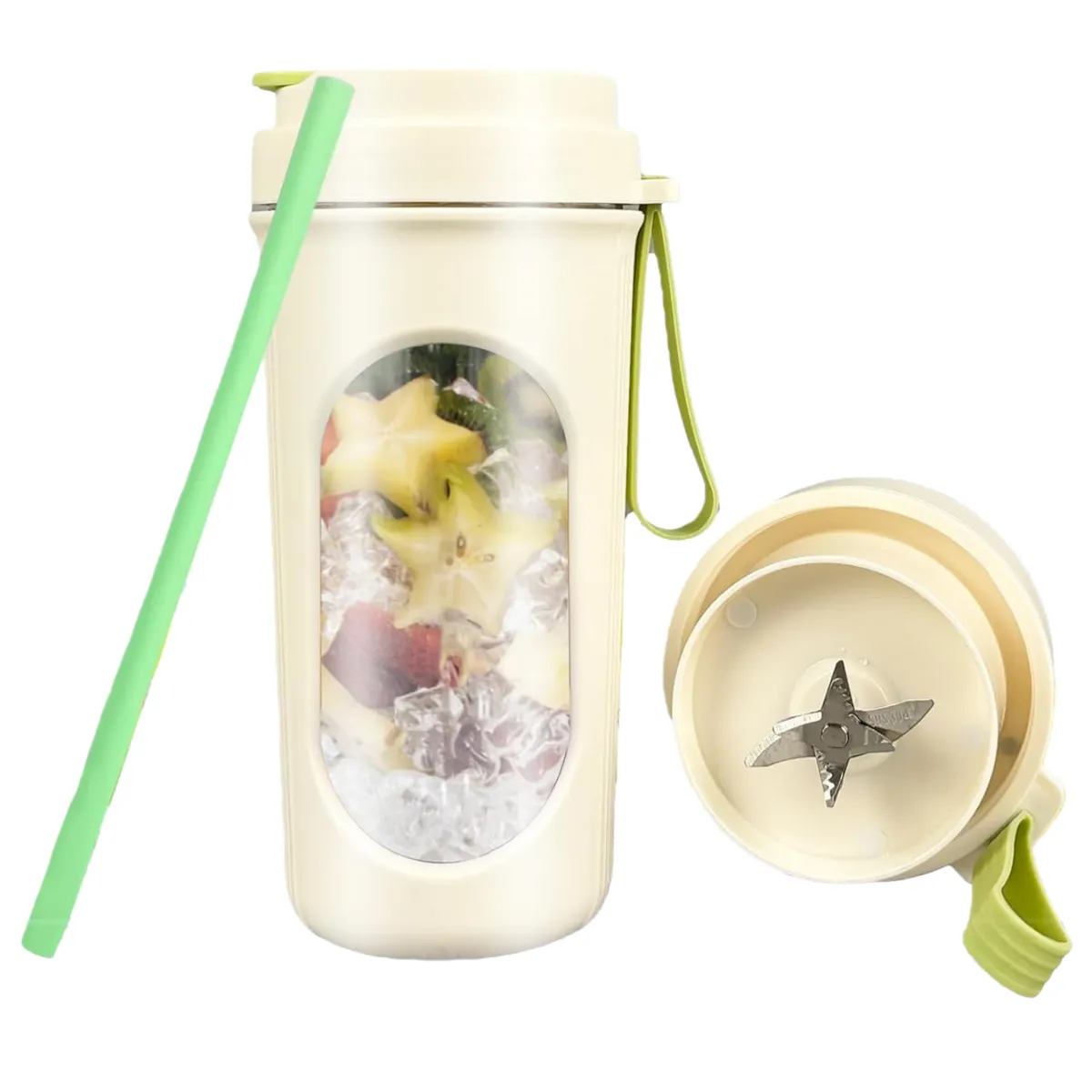 Portable Blender, 450ml, 12 Stainless Steel Blades, Safety Lock Lid Design