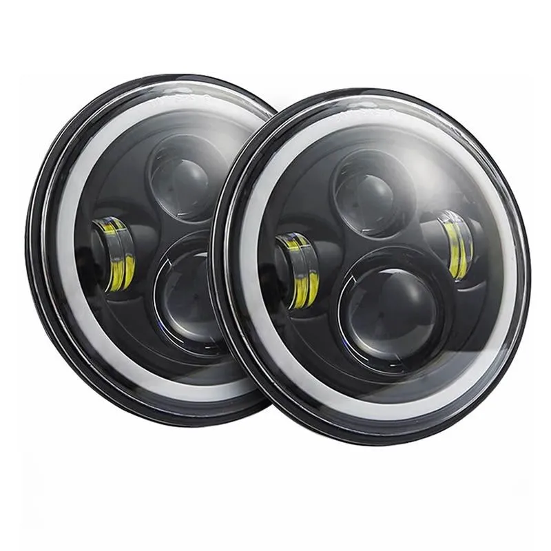 2 Piece 7" 40W LED Headlights H4 H13 Hi-Lo Beam for Jeep