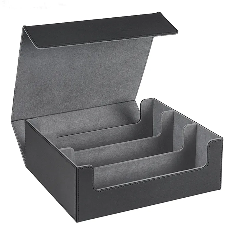 1800+ Card Deck Case for Trading Cards, Magnetic Card Storage Gray