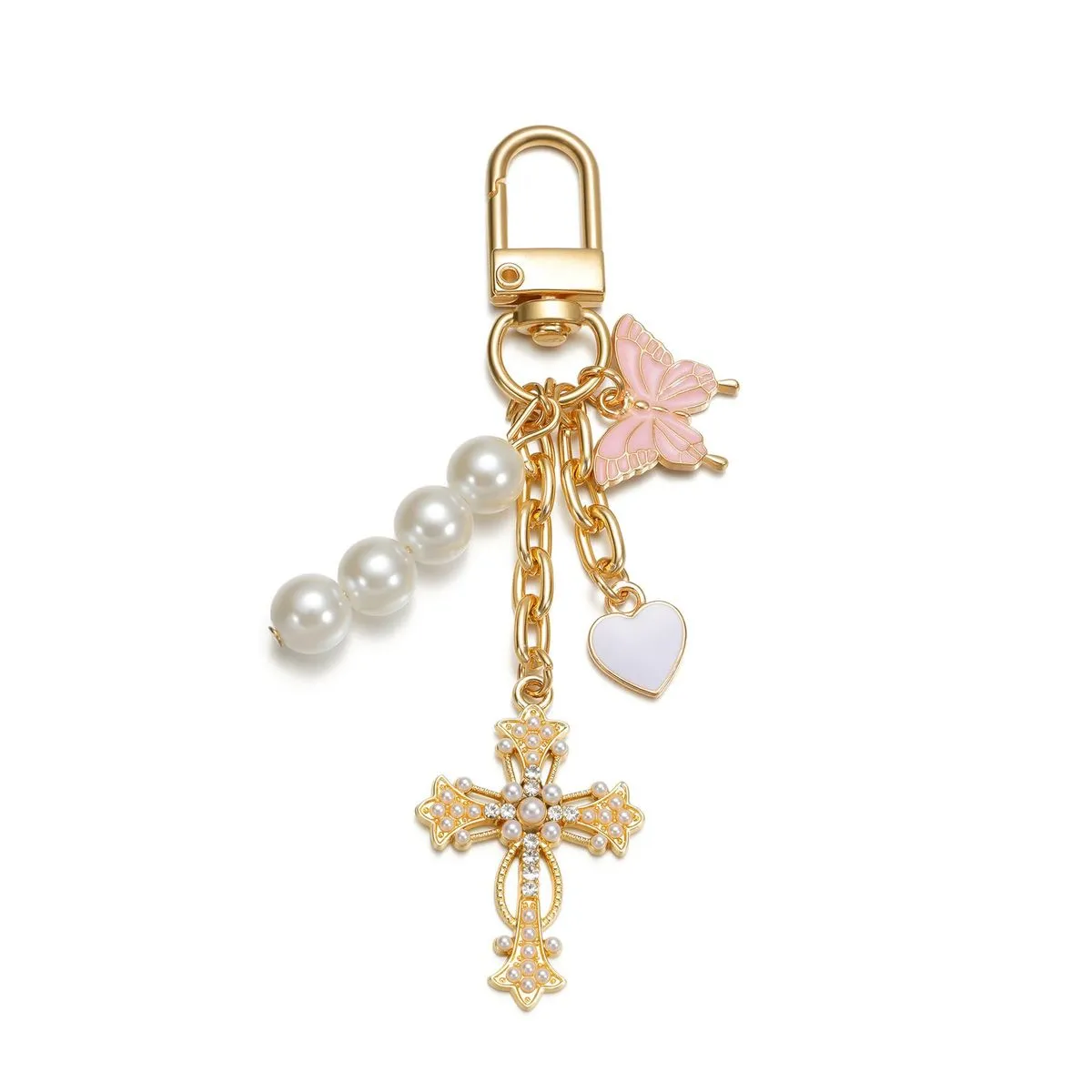 Cross Keychain Heart Butterfly Bag Charm Key Chain Accessories
