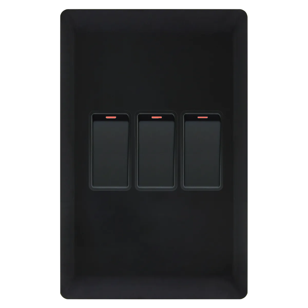 3 Lever 1 Way Light Switch 4x2 - Black