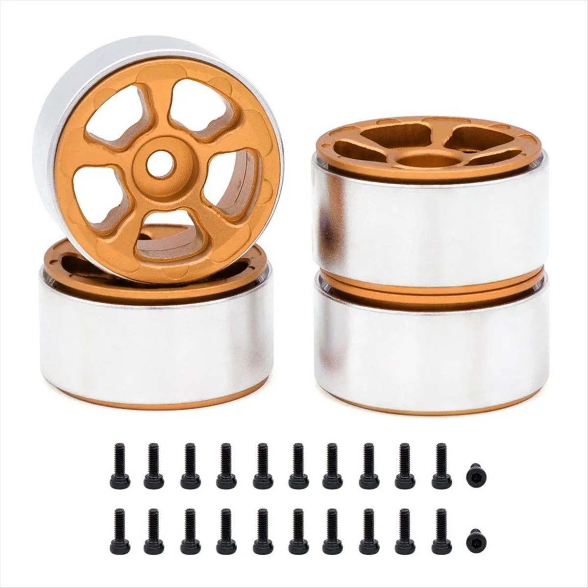 Metal Wheel Rims For 1/24 1/18 Rc Crawler Car Narrow 5-Spokes Orange
