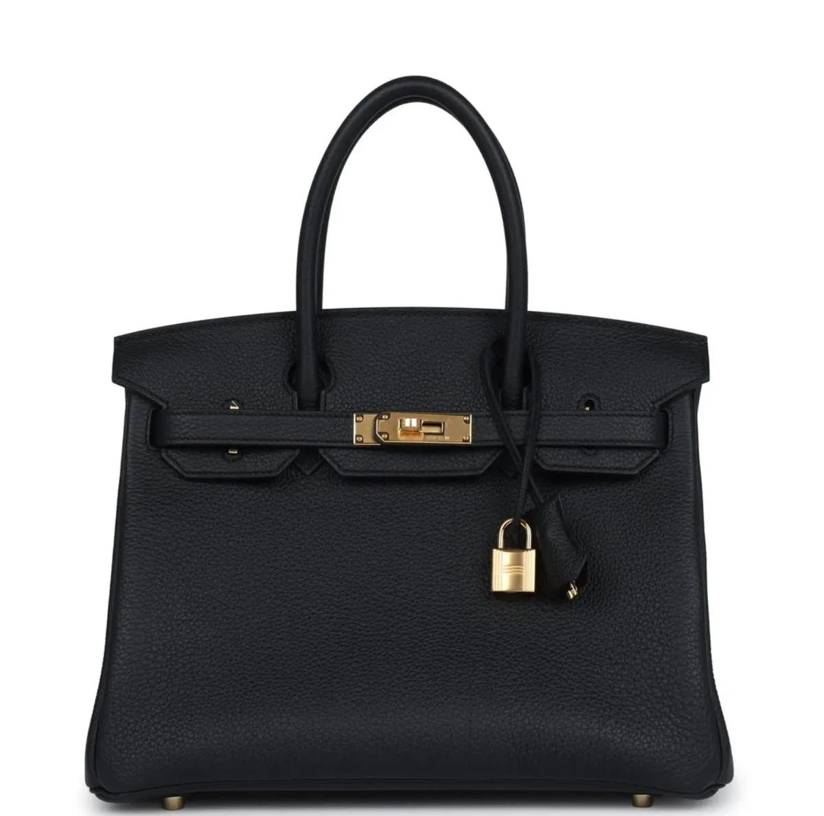 Luxury Togo Genuine Leather Handbag - Black