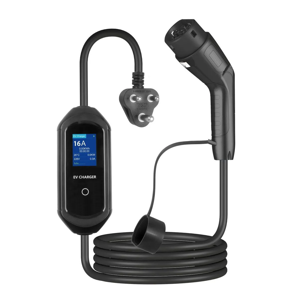 16A Portable Ev Charger,Type 2 Electric Vehicle Charging Cable With Uk Plug