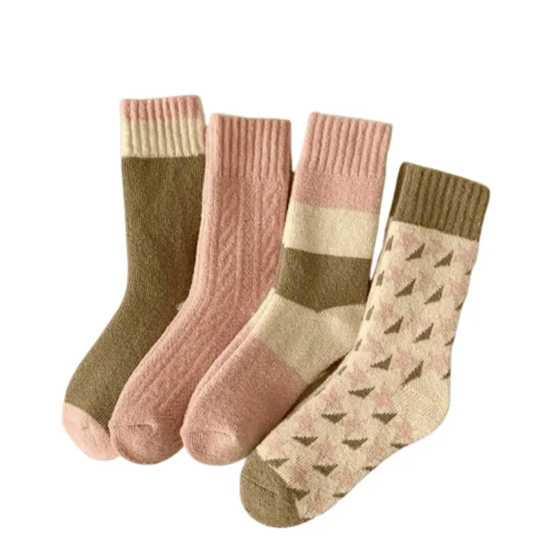 4 Pairs Women's Thick Thermal Lined Mid-Calf Socks, Socks For Winter