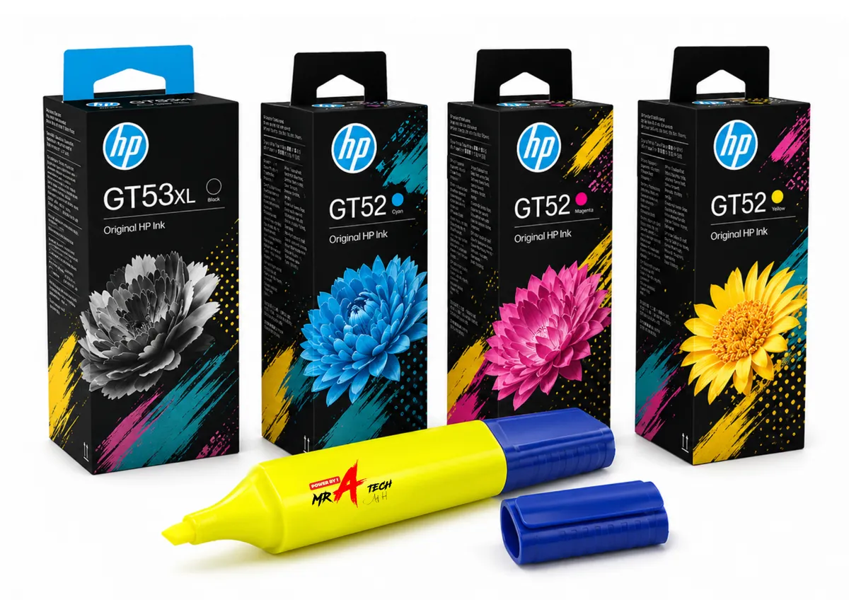 HP GT53XL Black+GT52 Original Ink Bottle Pack with Highlighter