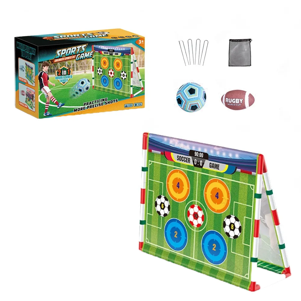 QCOFFICIAL 2-in-1 Kids Football & Rugby Scoring Target Game Set - 366-8