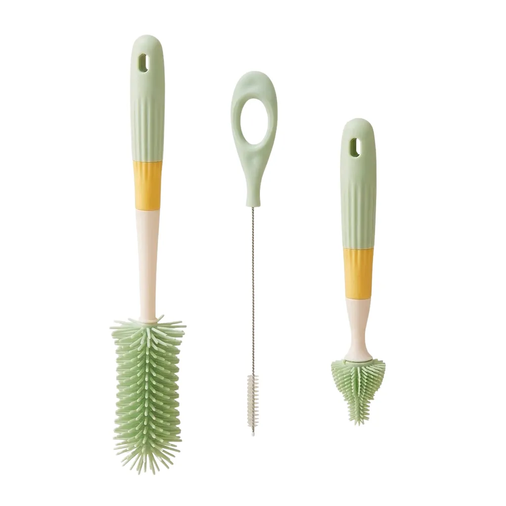 3 Piece - Baby Bottle Cleaning Brush Set - Green