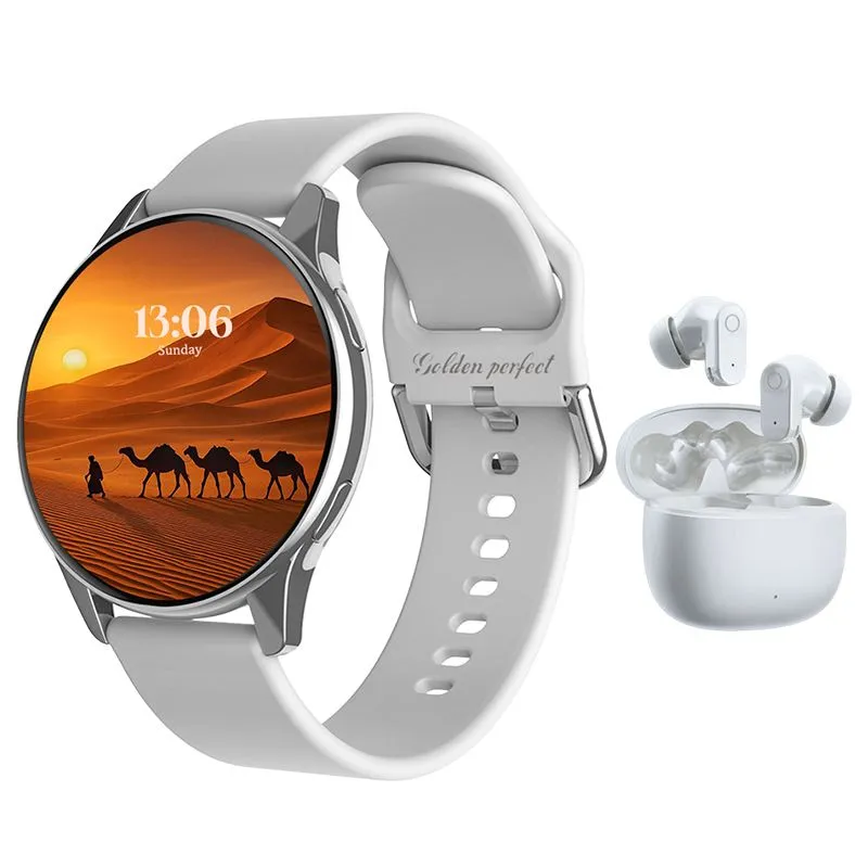 Golden Perfect Men's Smart Wearables Bundle-Smartwatch + Bluetooth Earbuds