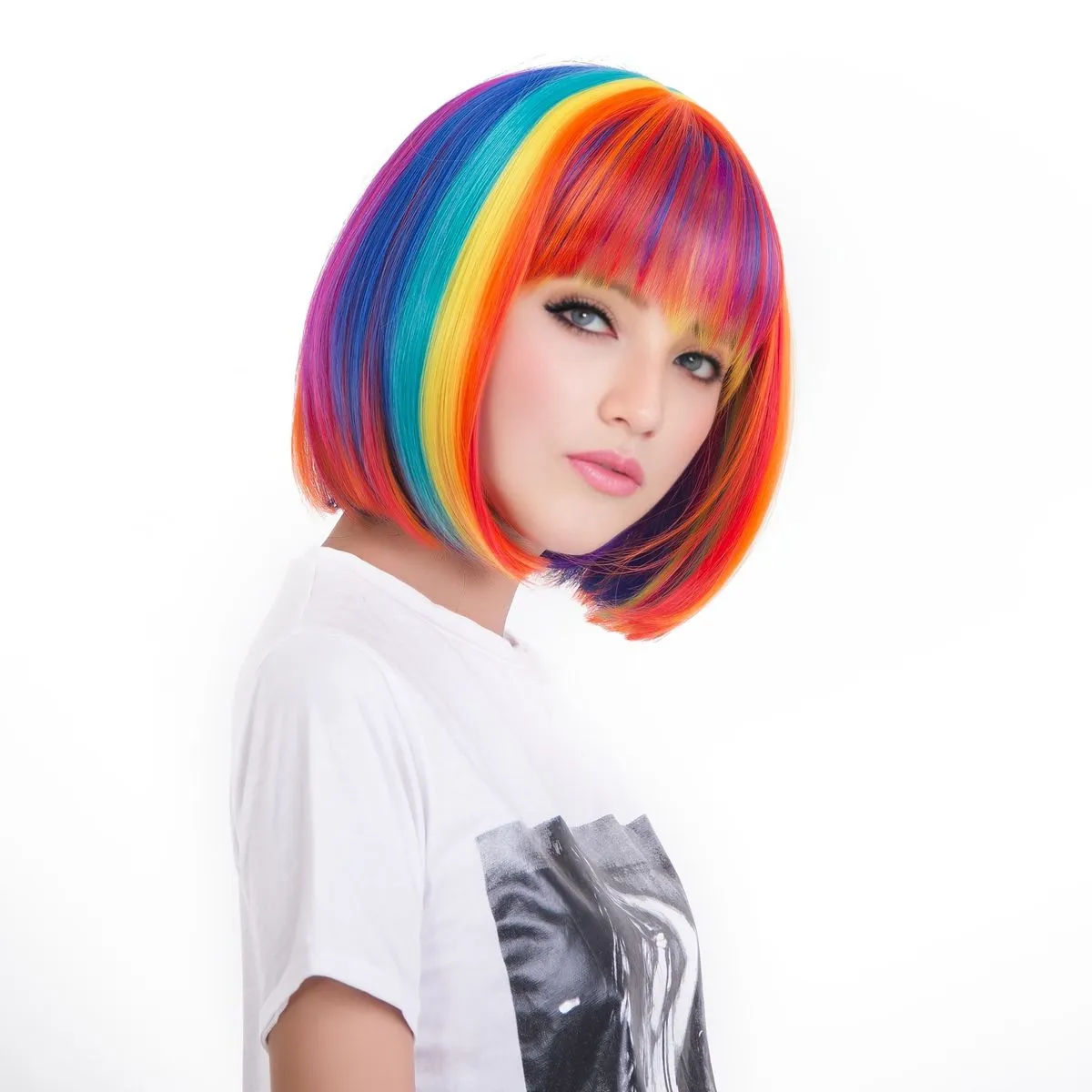 Rainbow Bob Wig
