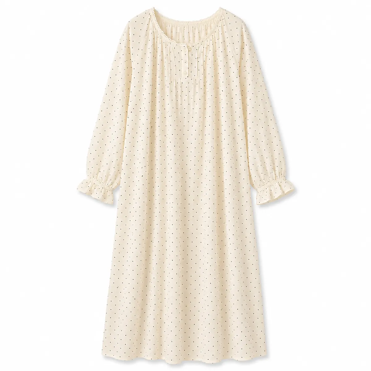 Women's Polka Dot Long Sleeve Nightdress Soft Loose Comfortable Sleepwear