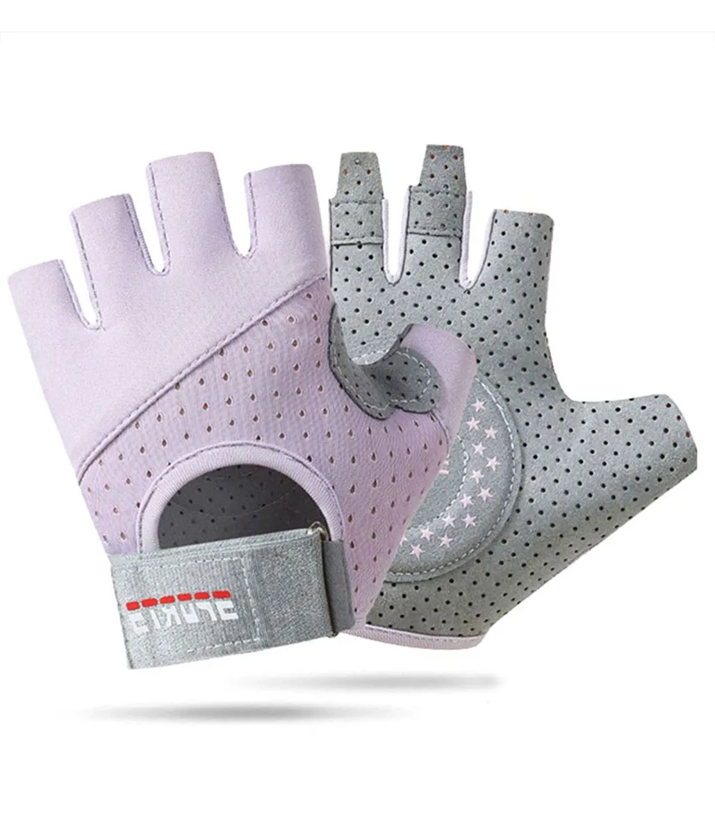 Lady Fitness Gloves Half-Finger Anti-Slip Ventilated for Cycling Yoga -M