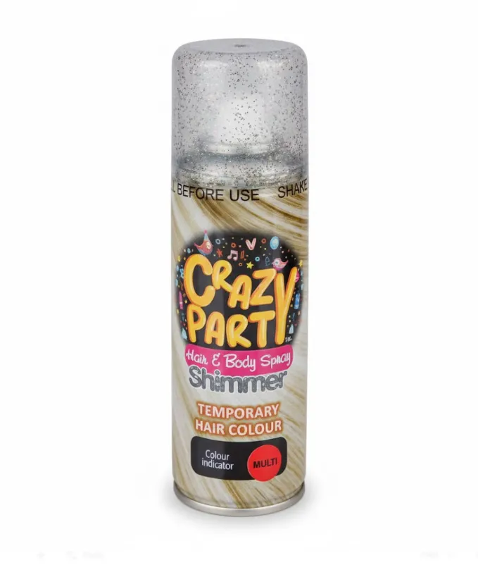 Crazy Party - Temporary Glitter Hair Spray x 2 - Multi-Colour