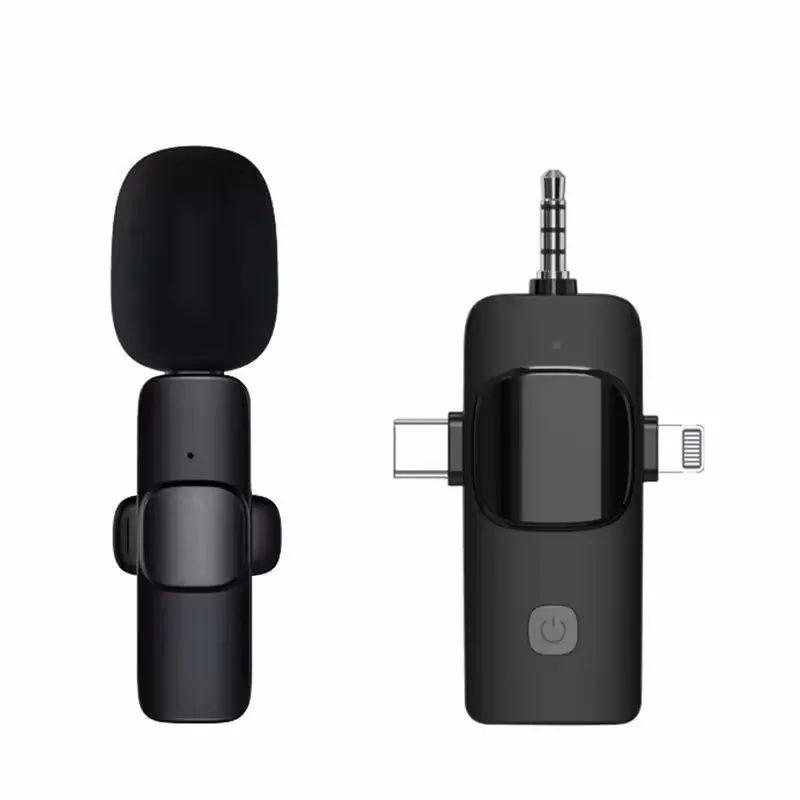 IPSTYLE 3in1 Wireless Lavalier Microphone Audio Video Recording Mic - Style A