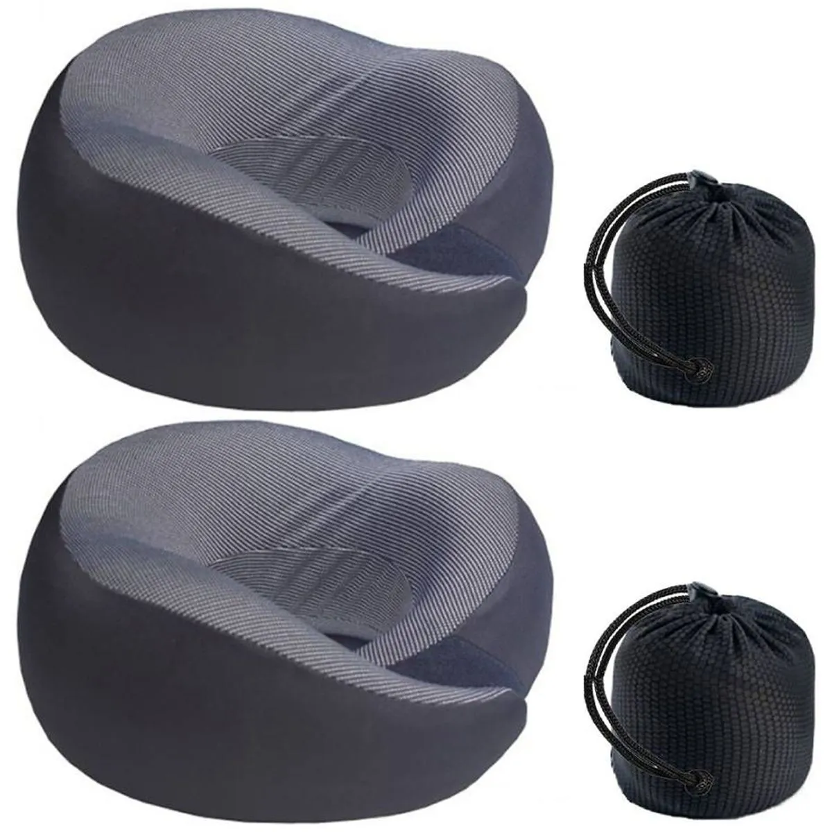 2 Pack Memory Foam Full Neck Support Travel Pillow with Storage Bag