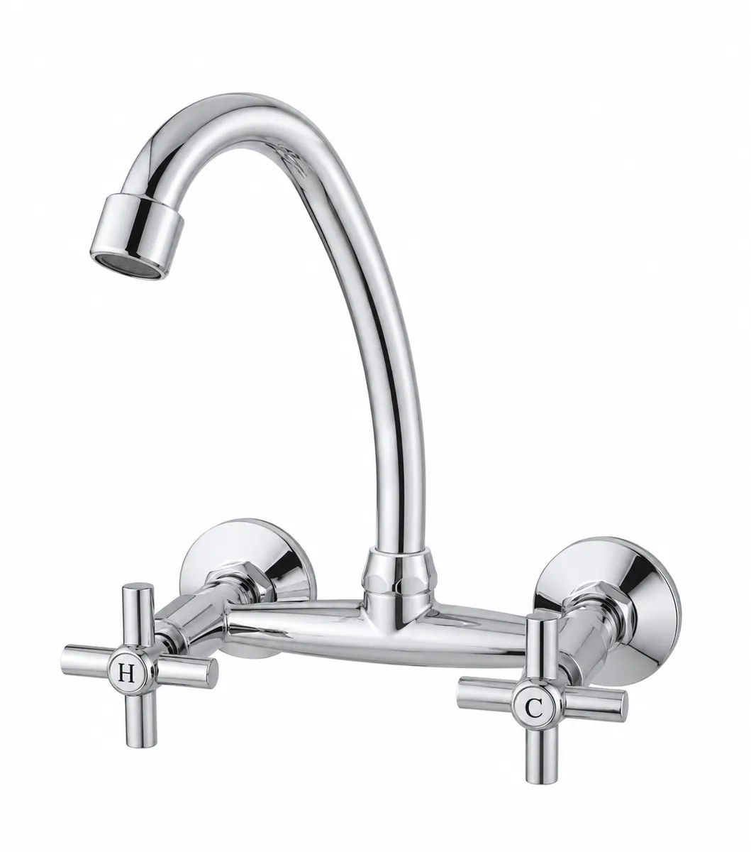 Alanna Wall-Mount Stainless Steel Kitchen Tap - Chrome Silver