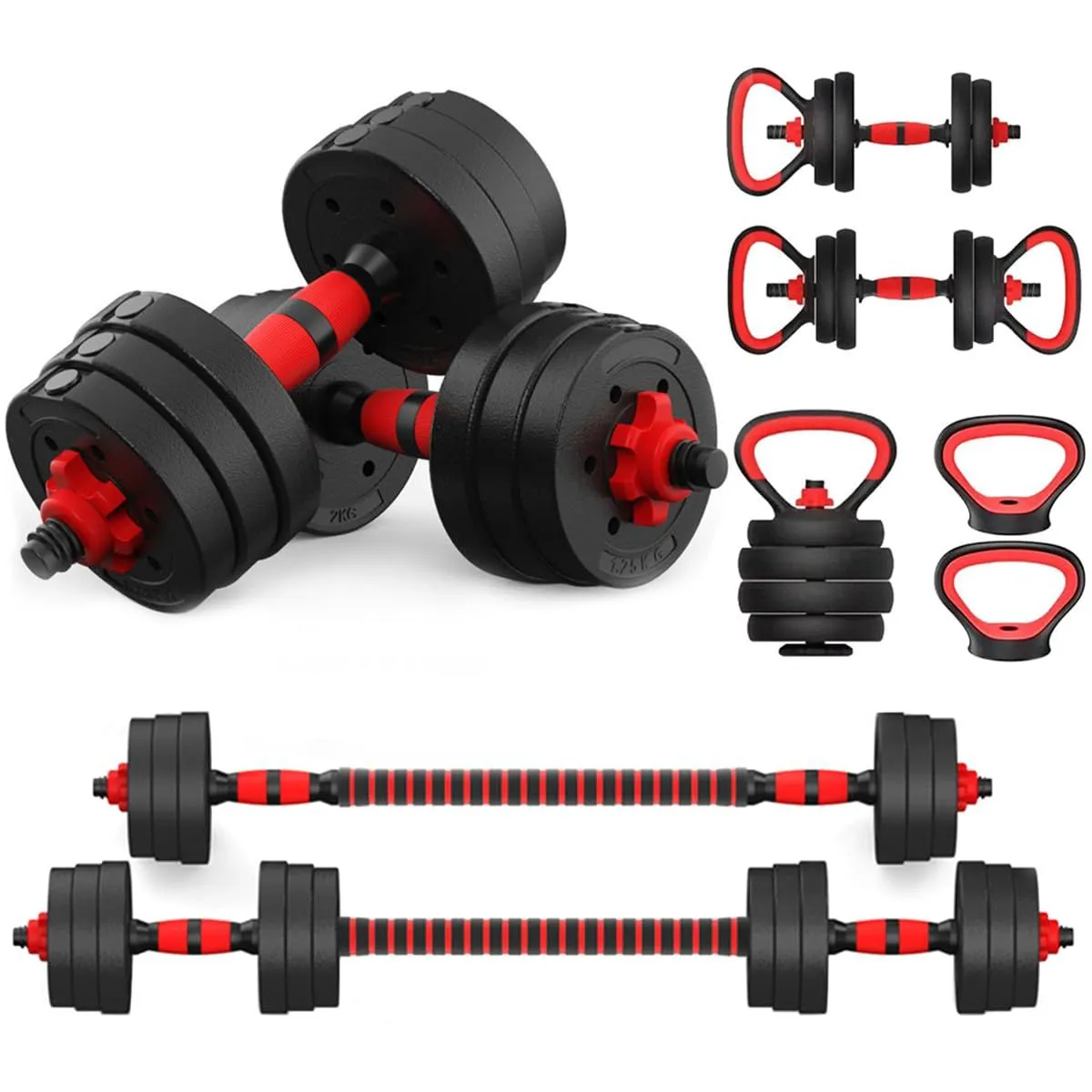 20kg Indoor Gym Weightlifting Adjustable Barbell & Dumbbells Weight Set