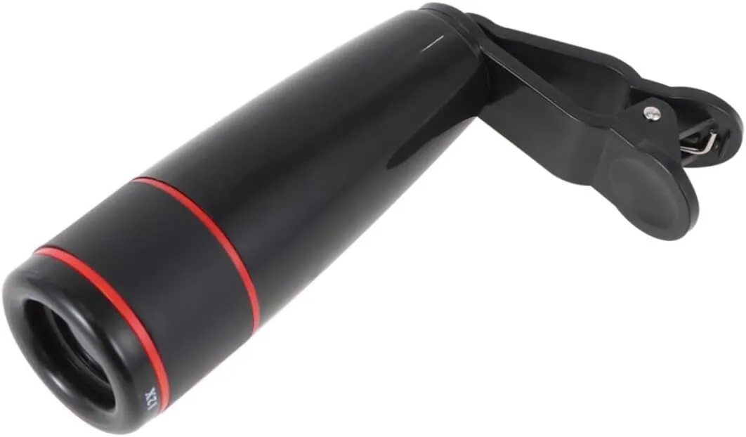 12x External Mobile Phone Telephoto Telescope Camera Lens, Black