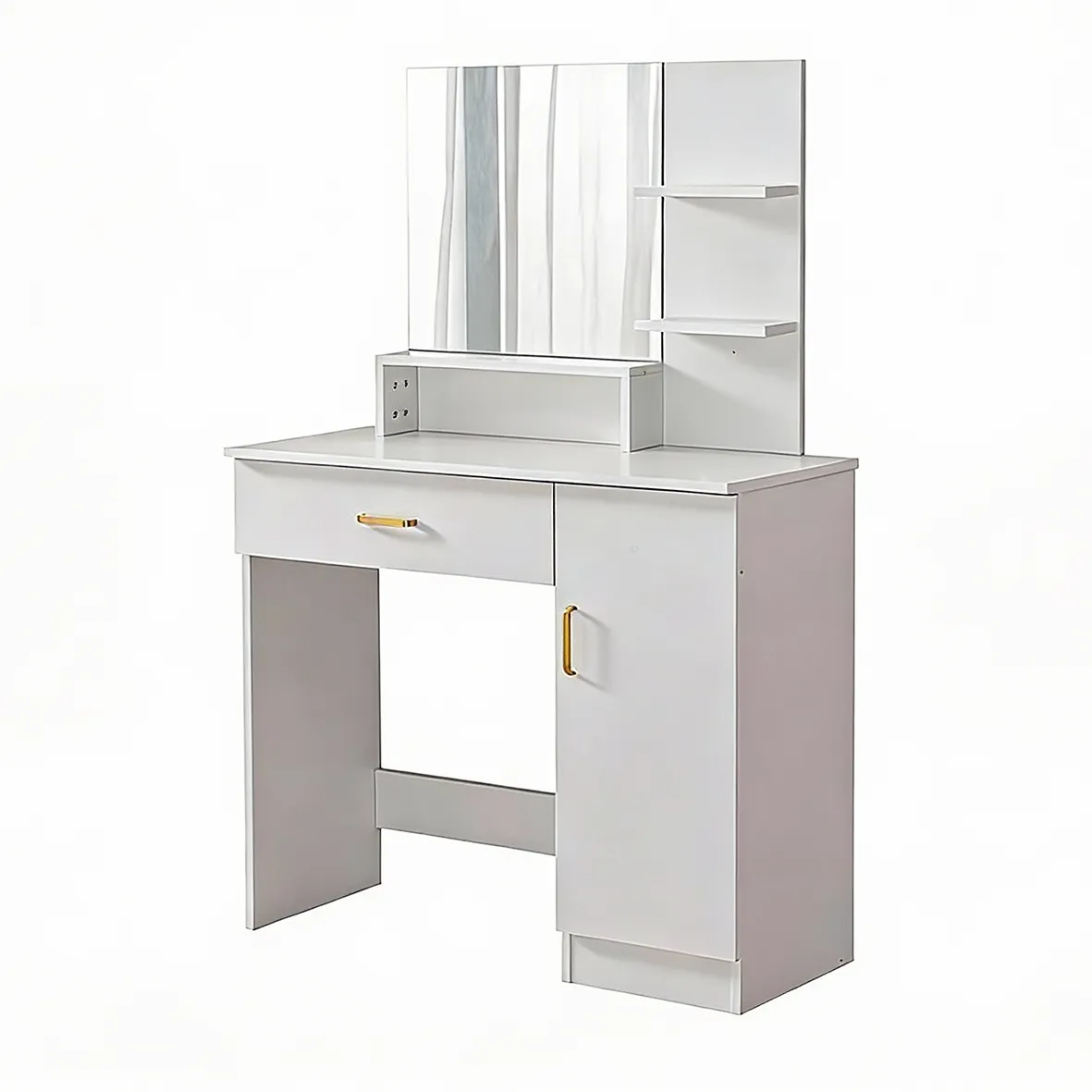 Furnny Dressing Table with Mirror Vanity Desk with Storage Drawer & Cabinet