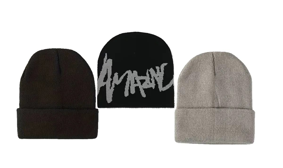 Lushea Supplies: Unisex Knit Beanies - Amazing Set - 3 Pack - Black-Grey