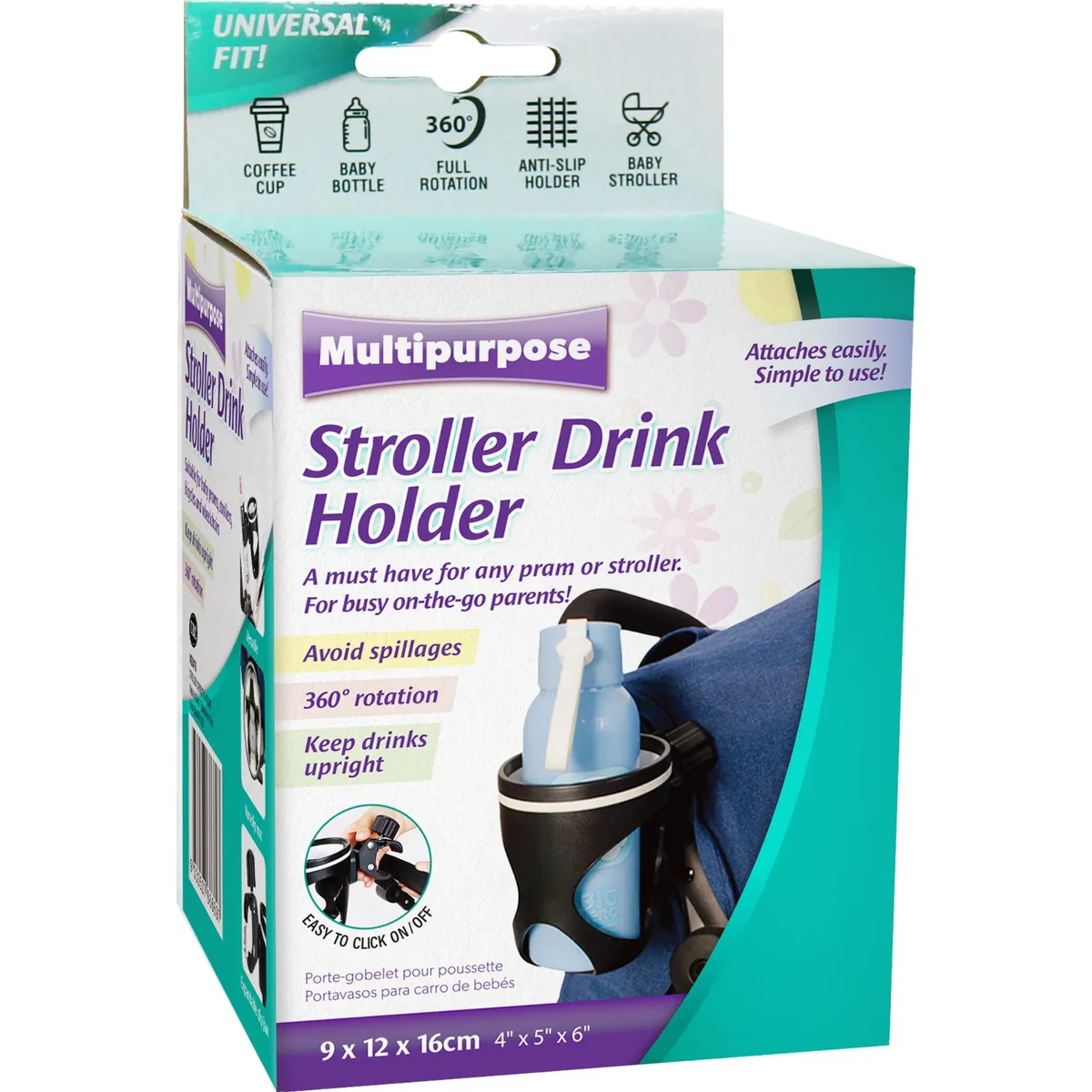 Universal Stroller Drink Holder with 360 Rotation - Pram, Bike, Wheelchair