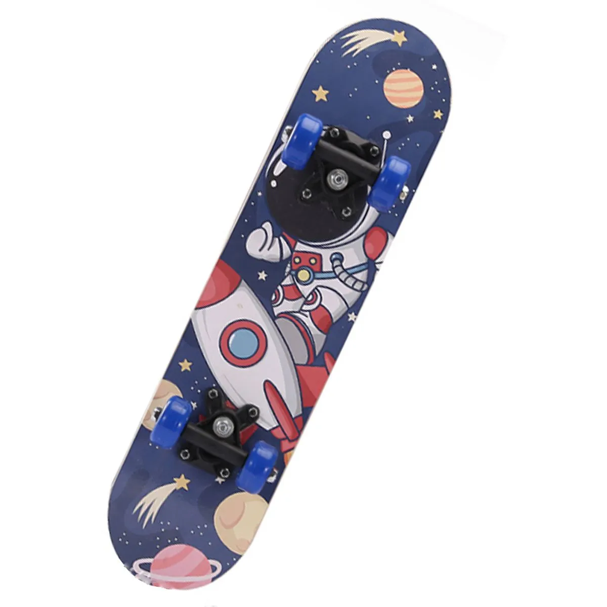24 inch Beginner Skateboard Double Kick Concave Durable for Boys & Girls - Blue-240607