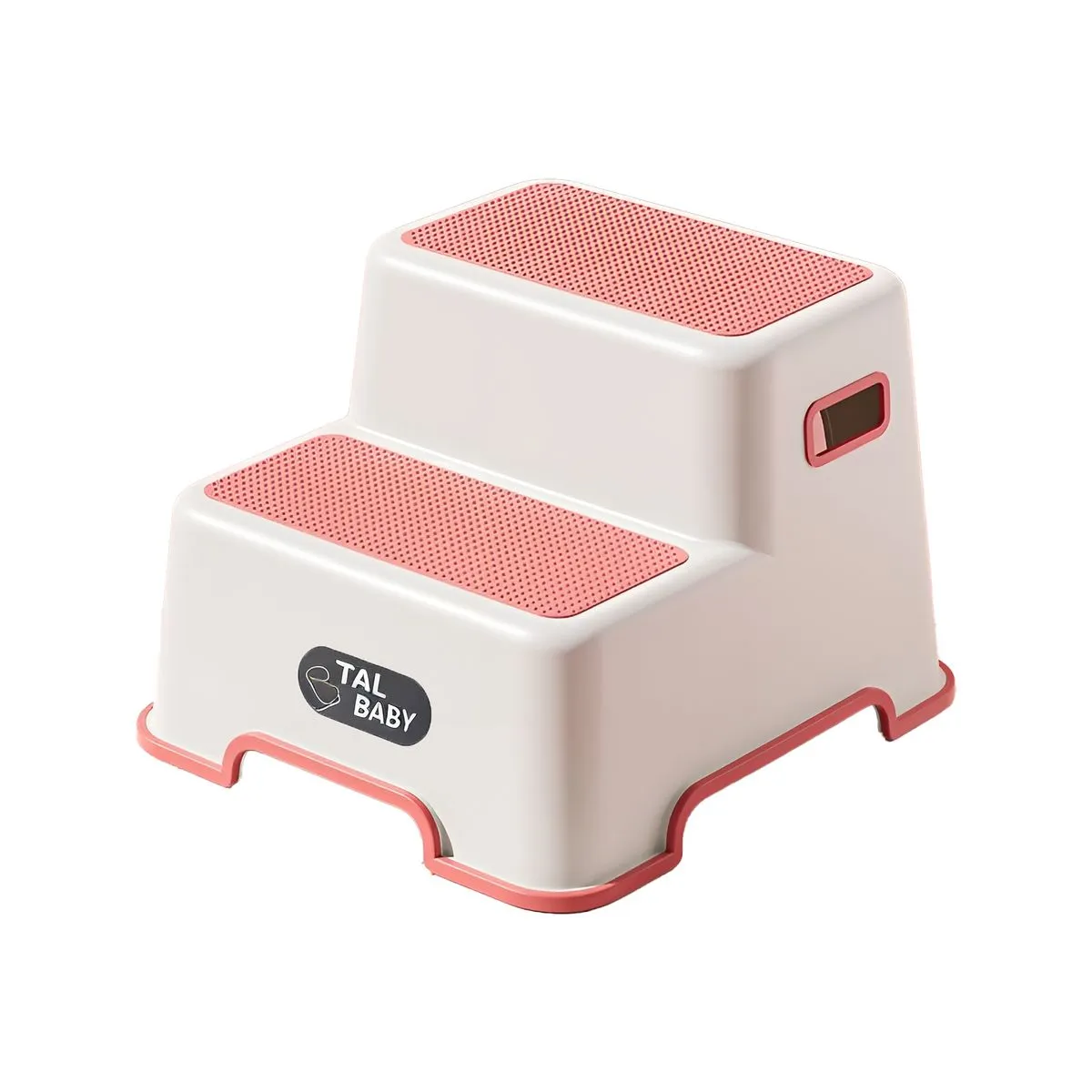 Double Step Stool Non-Slip 2 Step Stool with Built-in Handles for Kids - Pink