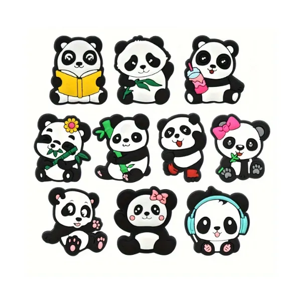 Panda Shoe Charms - Set of 10