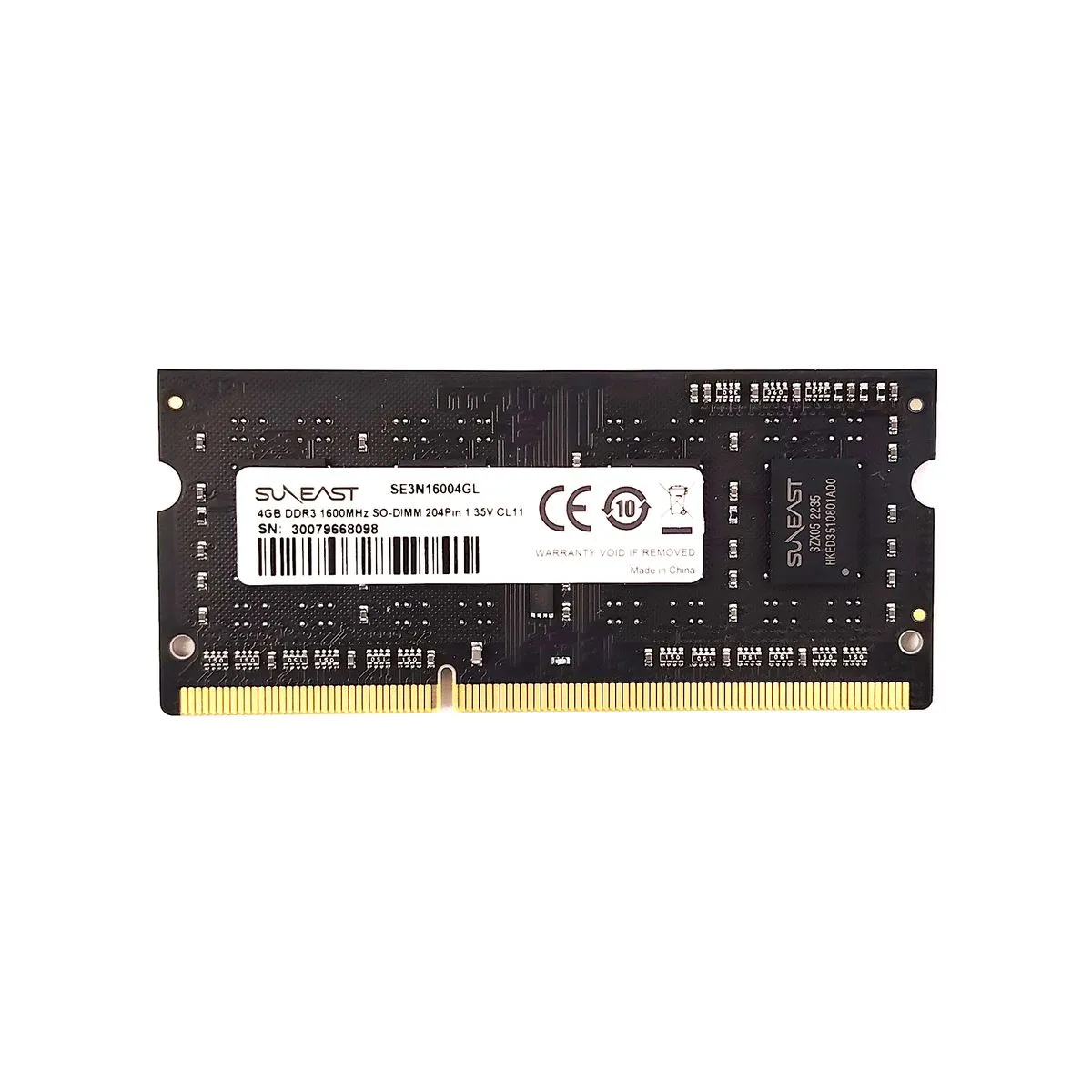 SunEast - 4GB DDR3 1600MHz SO-DIMM 204Pin 1.35V Laptop RAM Low Voltage RAM - Black