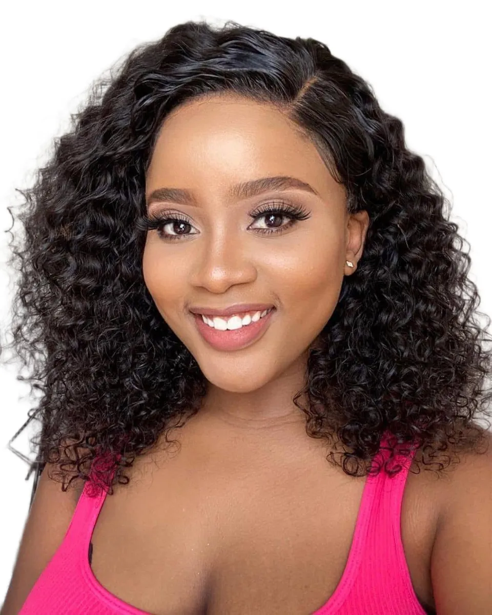 16inch Wear & Go Glueless Water Wave Wigs 13x4 Deep Curly Full Frontal Wig