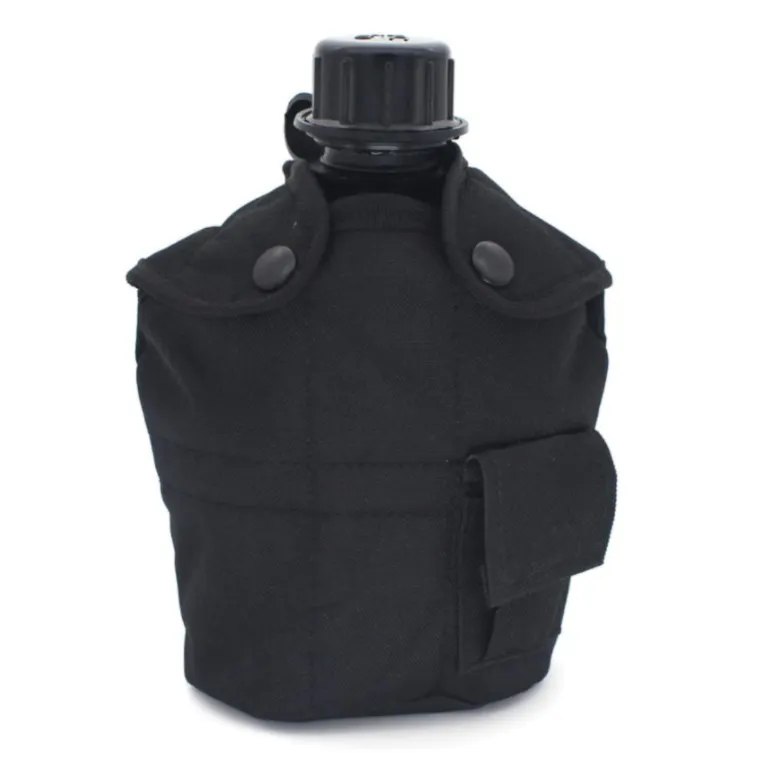 1L Outdoor Army Military Water Bottle - Black