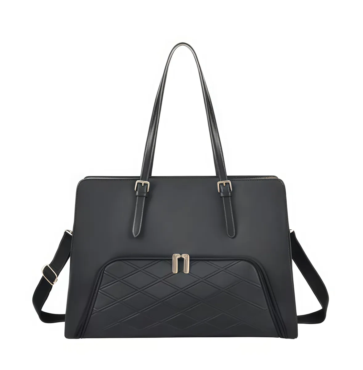 2-In-1 Laptop Tote Bag with Insulated Lunch Compartment PU Leather 17.1"